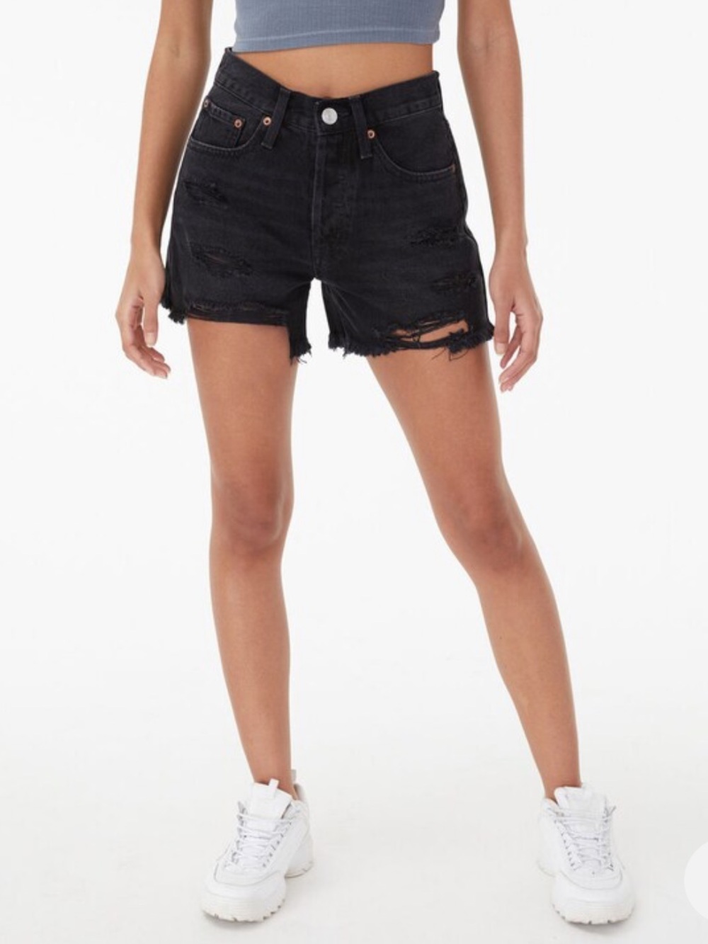 Aeropostale Black Distressed Cutoff Jean Shorts sz 8